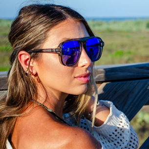 PLAYA CRYSTAL SMOKE/ BLUE MIRROR TAC UV POLARIZED UNISEX FISHING SUNGLASSES